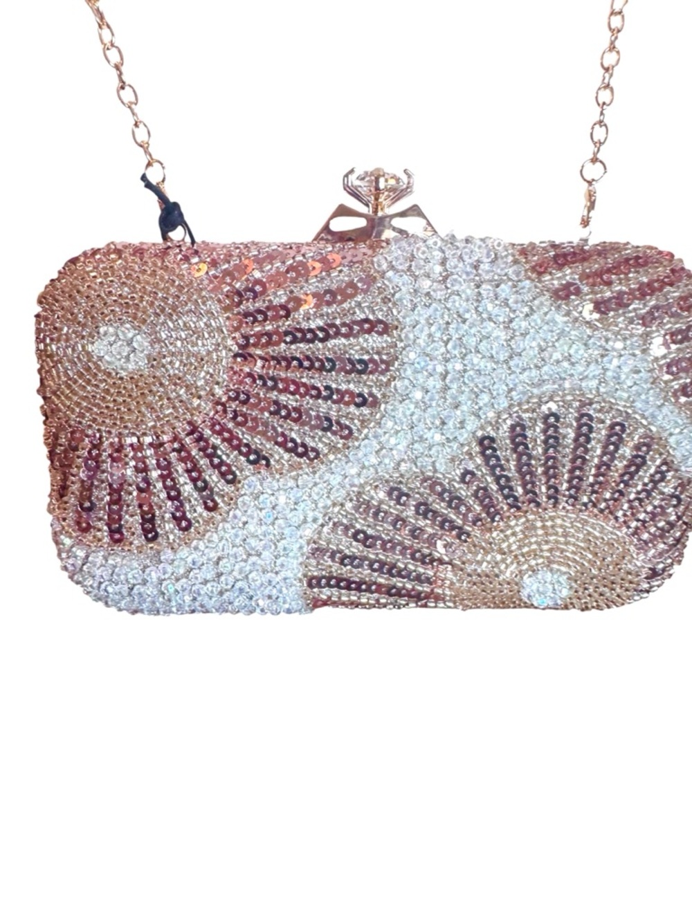 Sincerely Jules Rose Gold & Crystal Embellished Framed Clutch/Crossbody, NWT